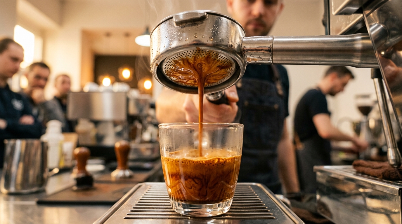 Barista préparant un espresso parfait chez Cafe Joliette
